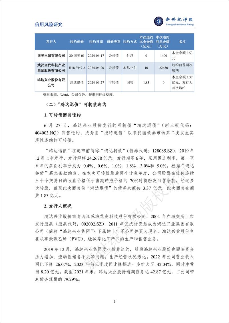 《可转债违约再添新例 ——2024年6月债券市场违约及信用风险事件概况-7页》 - 第2页预览图