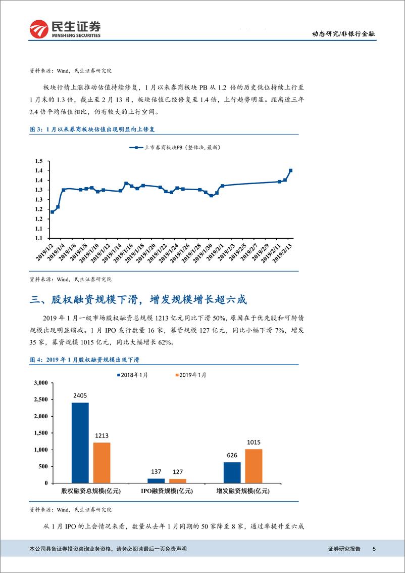 《非银行金融行业上市券商1月经营数据点评：上市券商1月业绩平稳，交易活跃促估值提升-20190215-民生证券-11页》 - 第6页预览图