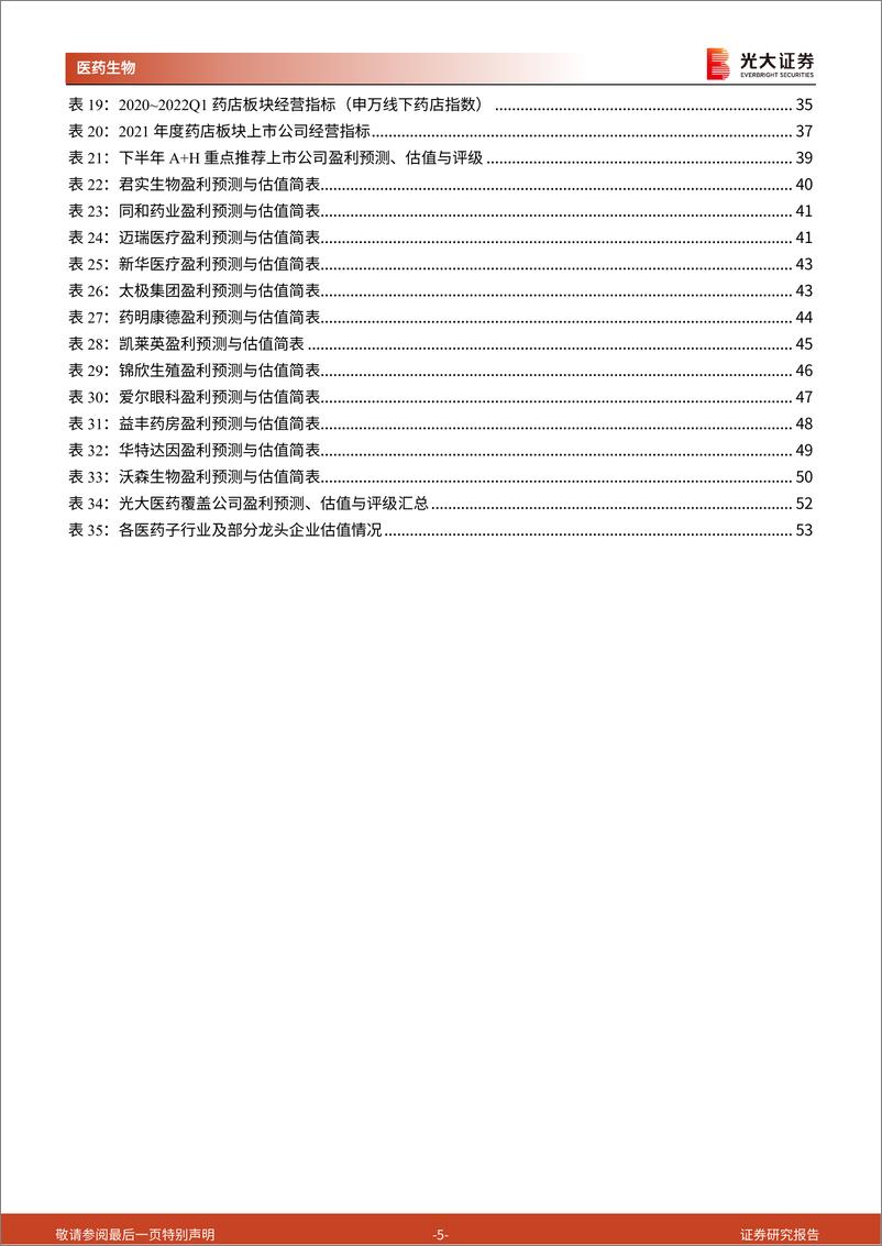 《医药生物行业2022年中期投资策略：紧抓疫情补缺、高景气度与疫后修复三大主线-20220602-光大证券-55页》 - 第6页预览图