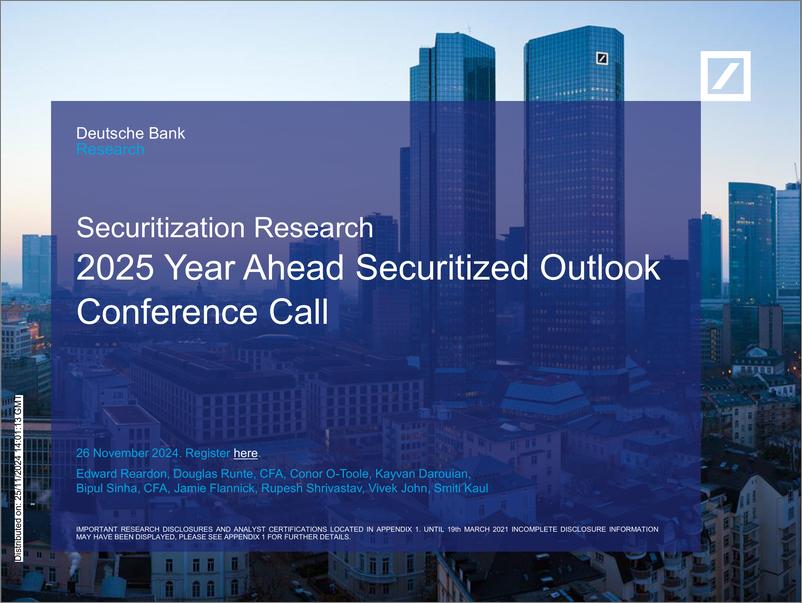 《Deutsche Bank-The Outlook 2025 Year Ahead Securitization Outlook Conferen...-111792360》 - 第1页预览图