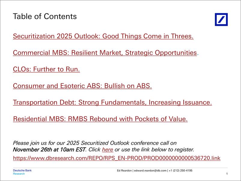 《Deutsche Bank-The Outlook 2025 Year Ahead Securitization Outlook Conferen...-111792360》 - 第2页预览图