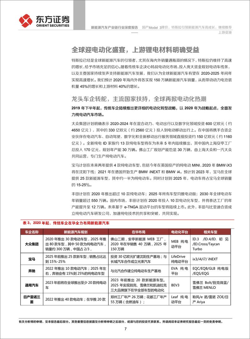 《新能源汽车产业链行业深度报告：国产Model3降价，特斯拉引领新能源汽车高成长，继续推荐上游资源-20200105-东方证券-17页》 - 第8页预览图