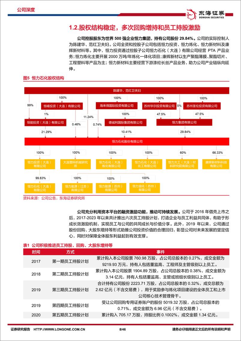 《东海证券-恒力石化-600346-公司深度报告：先发优势、布局长远，引领新材料新成长》 - 第8页预览图