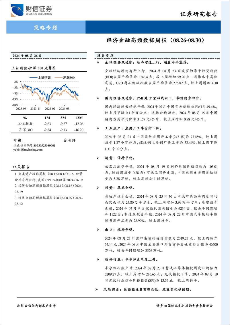 《策略专题：经济金融高频数据周报-240826-财信证券-21页》 - 第1页预览图