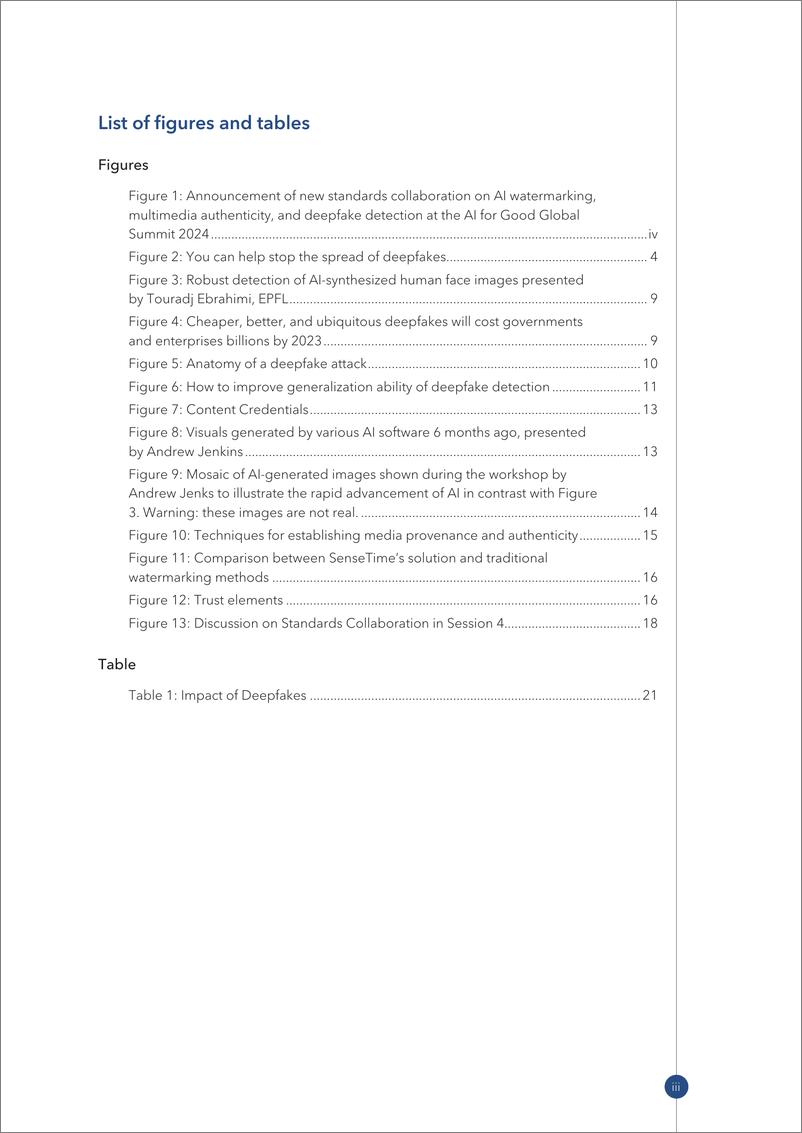 《ITU国际电信联盟_2024年检测深度伪造和生成AI_关于AI水印和多媒体真实性研讨会标准报告_英文》 - 第5页预览图