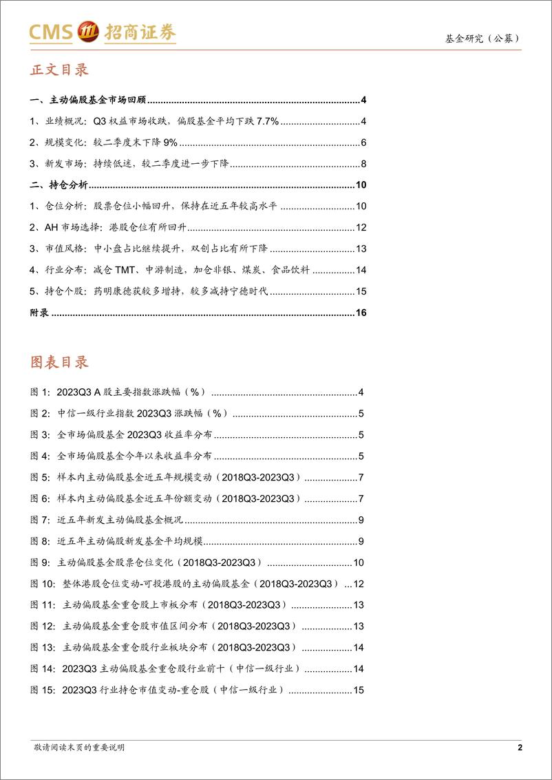 《主动偏股型基金2023年三季报点评：整体规模再度下降，港股、消费占比回升-20231025-招商证券-17页》 - 第3页预览图