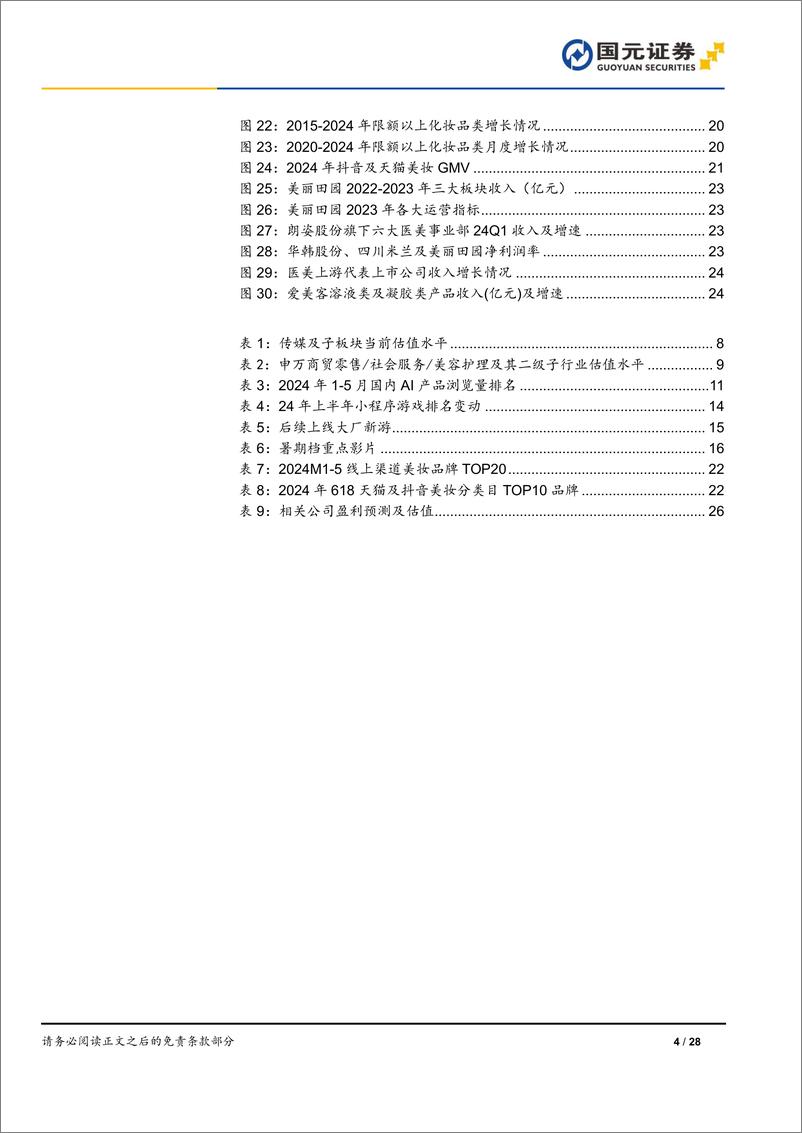 《2024年传媒及新消费行业半年度策略：消费渐进复苏，传媒内容技术双驱动-240703-国元证券-28页》 - 第4页预览图