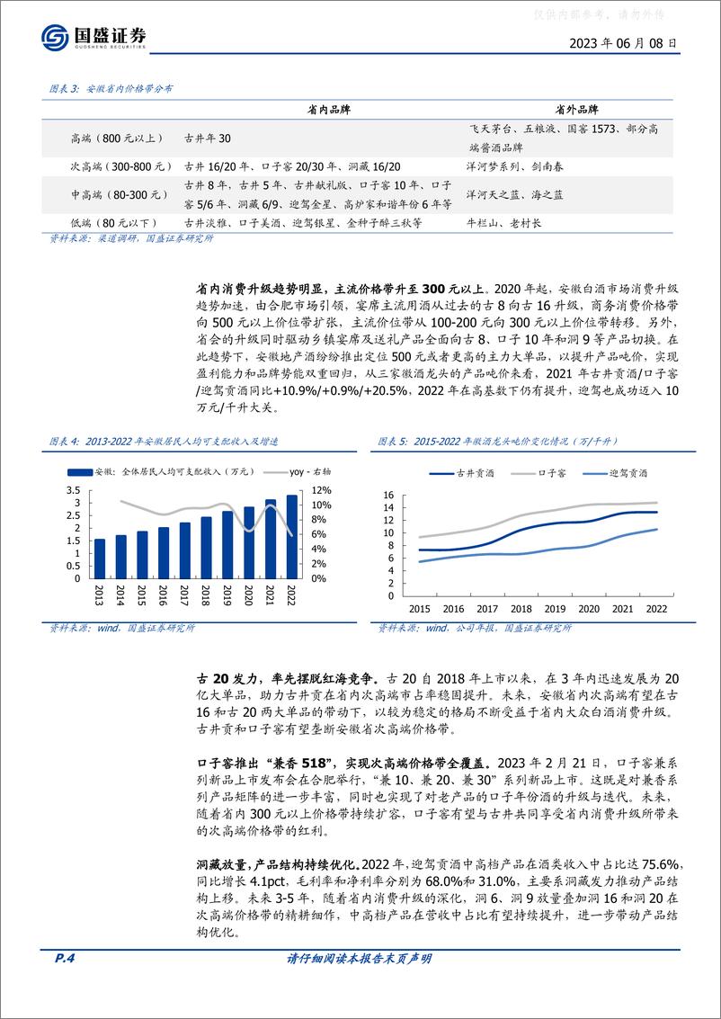 《国盛证券-食品饮料行业安徽白酒草根调研反馈：淡季平稳，龙头强势-230608》 - 第4页预览图