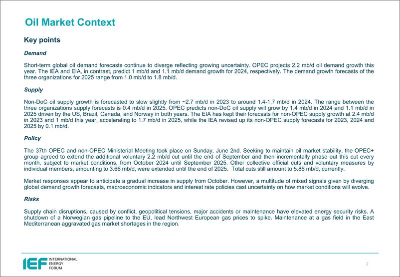 《IEF-2024年6月石油市场月报的比较分析（英）-2024.6-24页》 - 第2页预览图