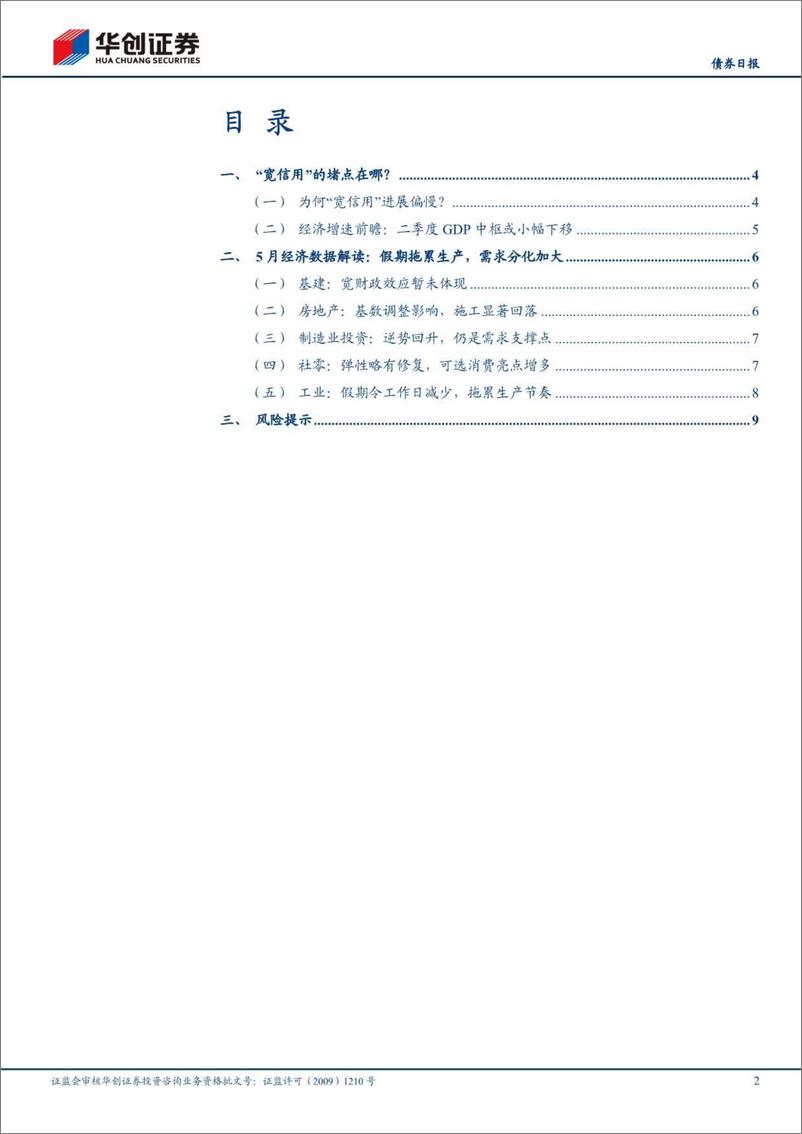 《【债券】5月经济数据解读：宽信用的堵点在哪？-240618-华创证券-12页》 - 第2页预览图