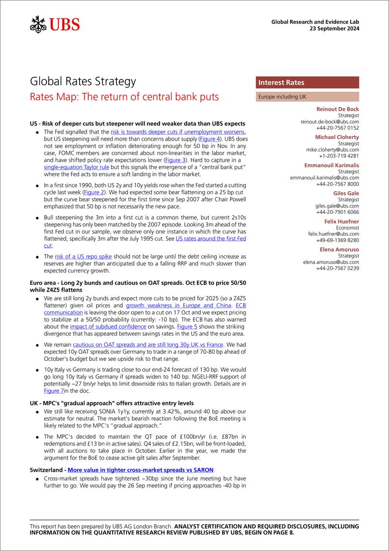 《UBS Fixed Income-Global Rates Strategy _Rates Map The return of central bank...-110436094》 - 第1页预览图