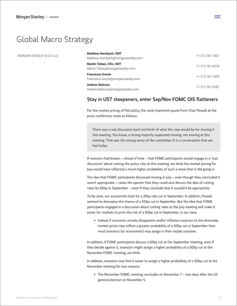 《Morgan Stanley Fixed-US Economics  Fixed Income Strategy FOMC Reaction Cuts Co...-109560903》 - 第5页预览图