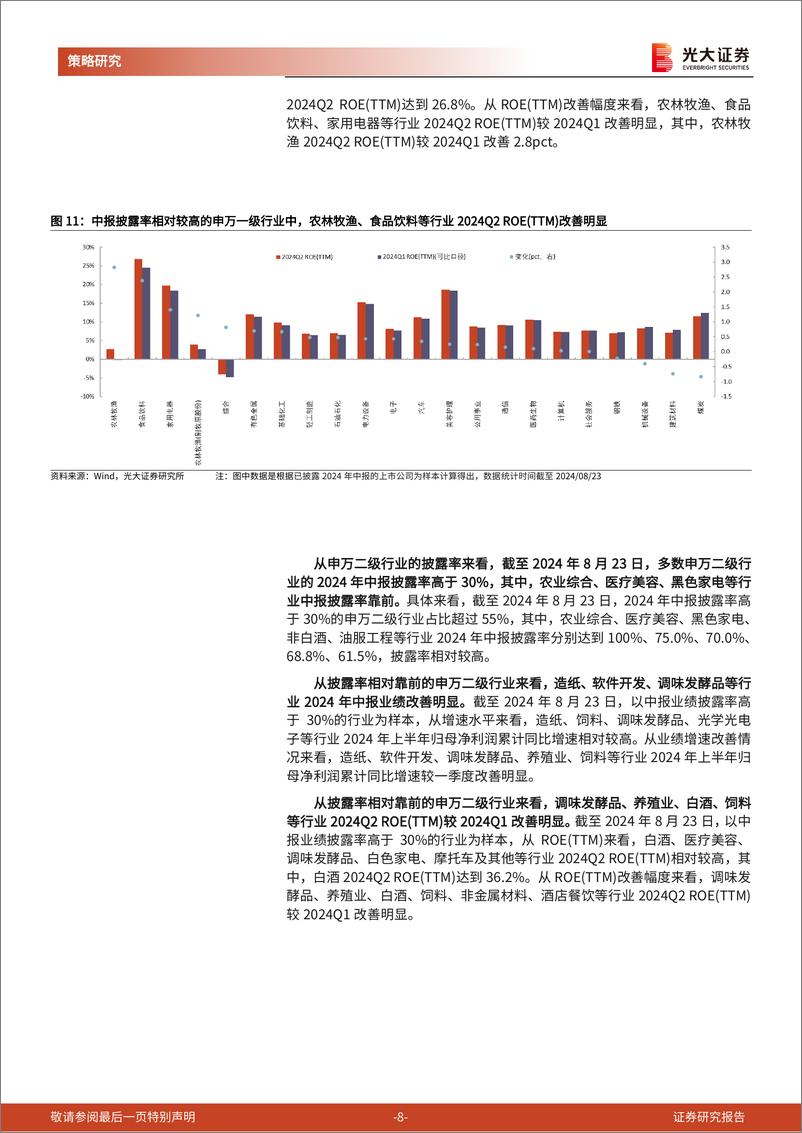 《策略周专题(2024年8月第3期)：哪些行业中报业绩正边际改善？-240826-光大证券-19页》 - 第8页预览图