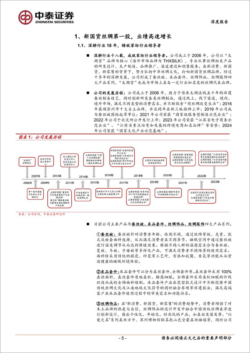 《太湖雪(838262)深度报告：新国货丝绸第一股，跨界打造IP文创产品-250102-中泰证券-24页》 - 第5页预览图