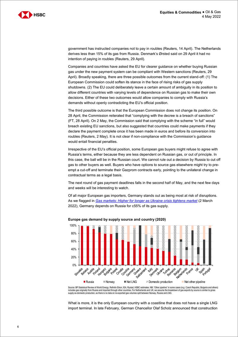 《HSBC-全球石油与天然气行业-俄罗斯切断天然气供应；提高价格预测-2022.5.4-30页》 - 第7页预览图