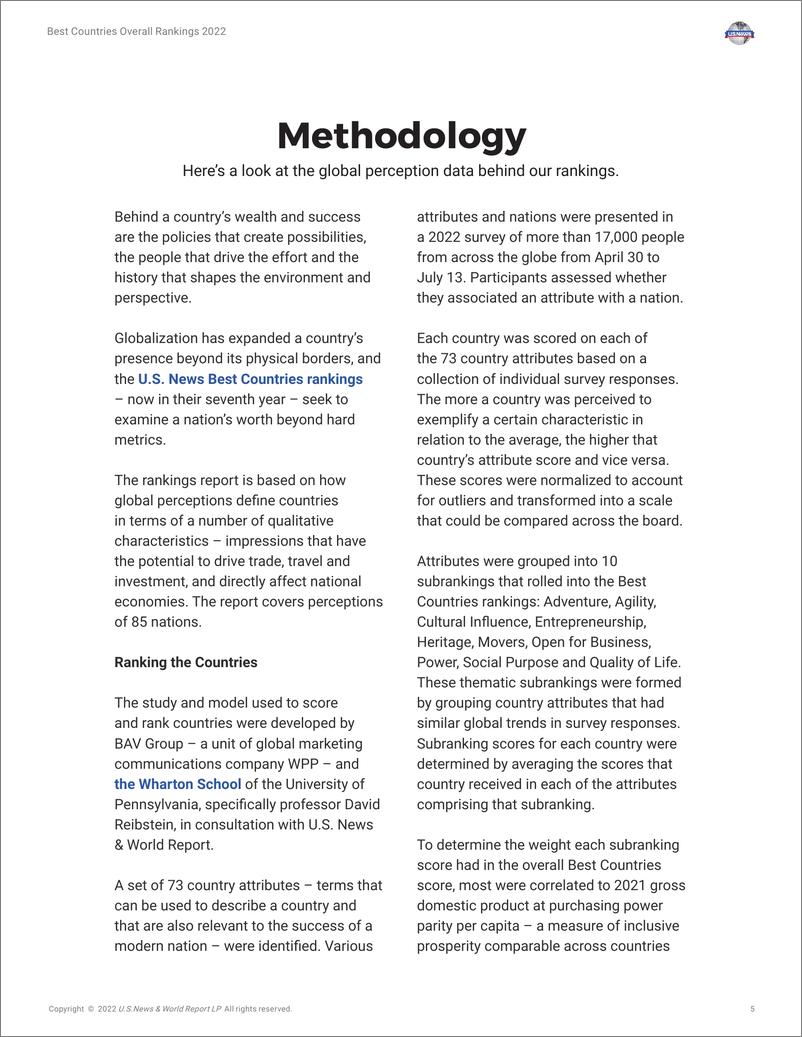 《美国新闻&沃顿商学院：2022年全球最佳国家排名（英文版）》 - 第5页预览图