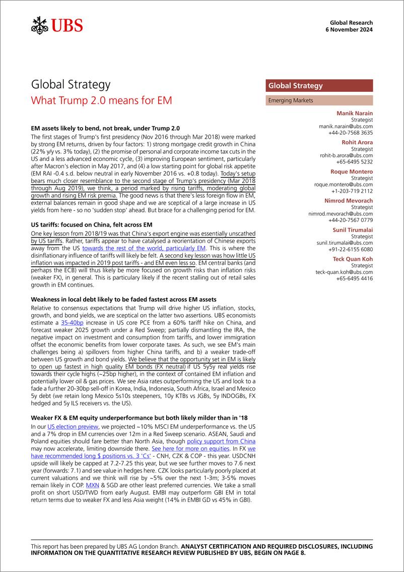 《UBS Equities-Global Strategy _What Trump 2.0 means for EM_ Narain-111407922》 - 第1页预览图