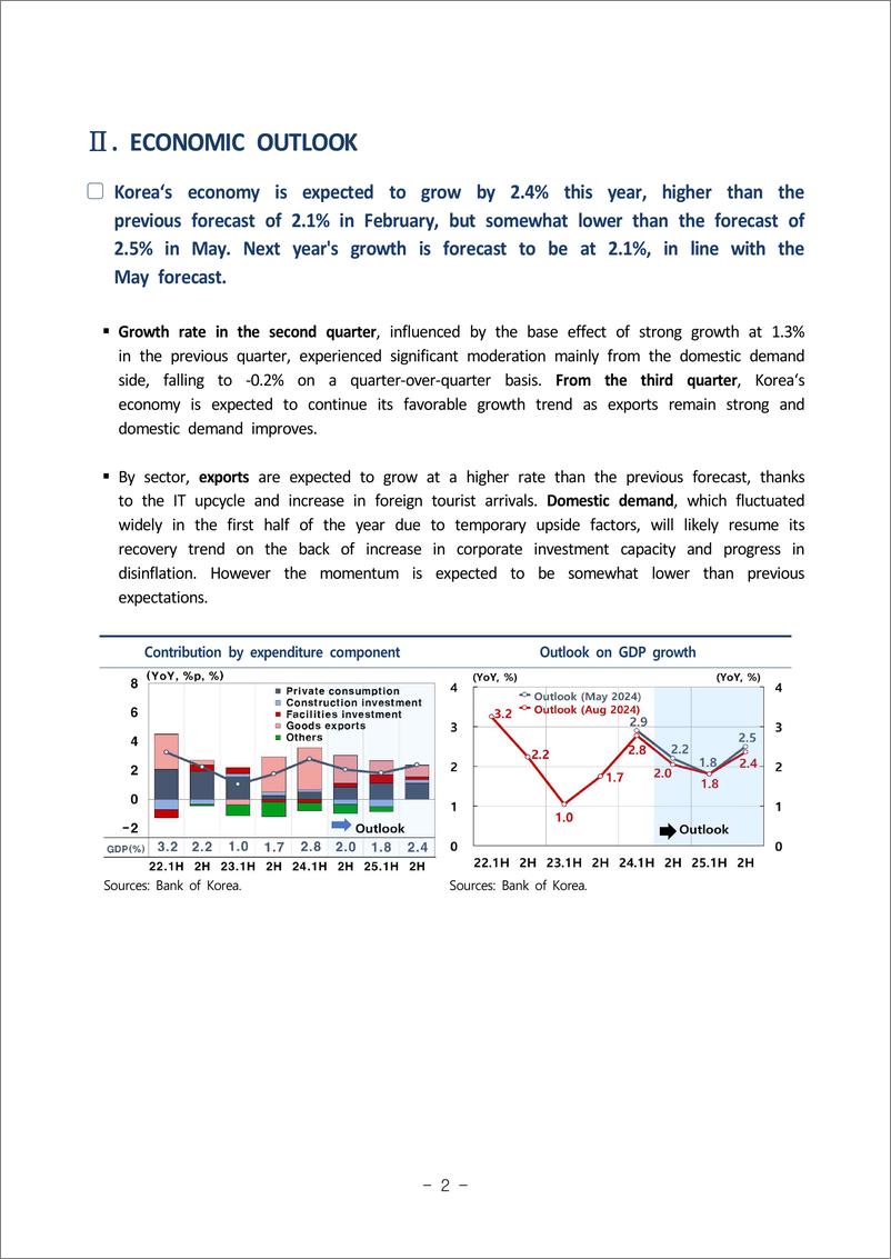 《韩国央行-经济展望（2024年8月）（英）-9页》 - 第3页预览图