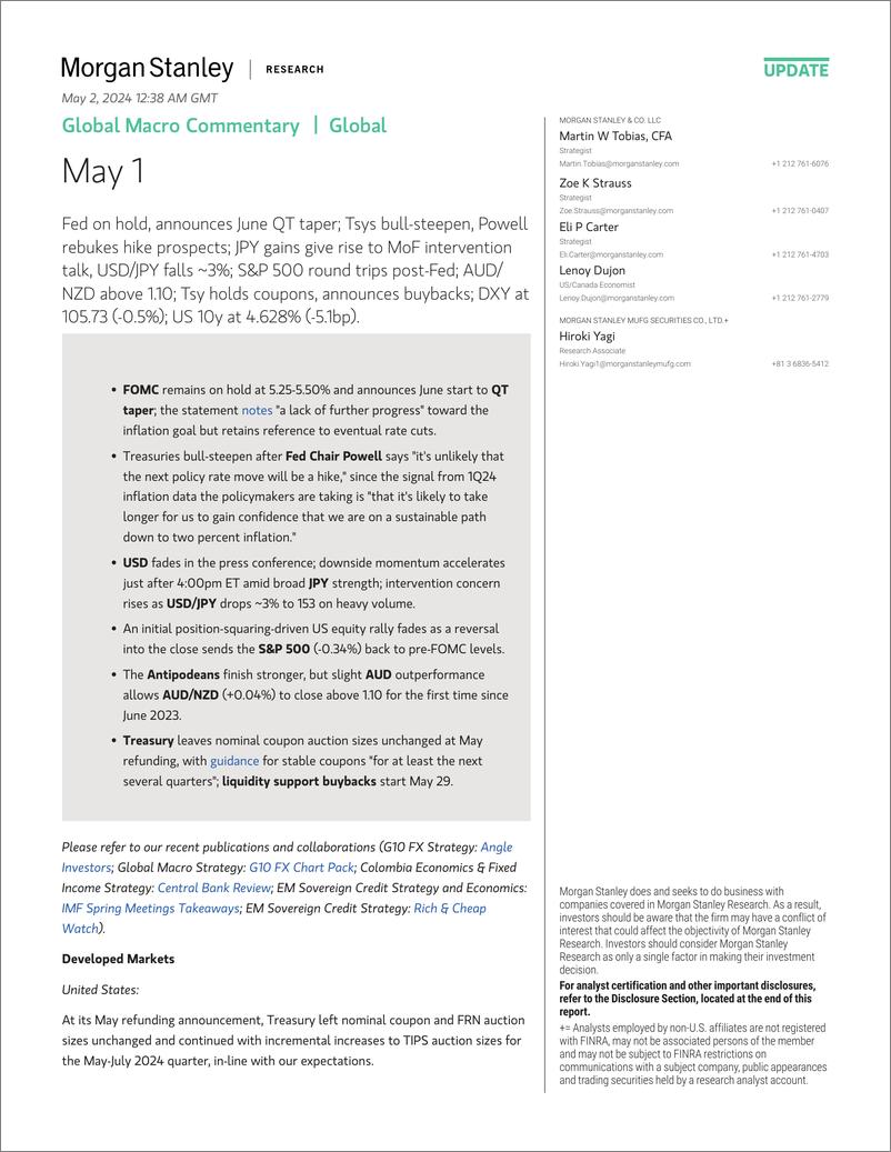 《Morgan Stanley Fixed-Global Macro Commentary May 1-107962273》 - 第1页预览图