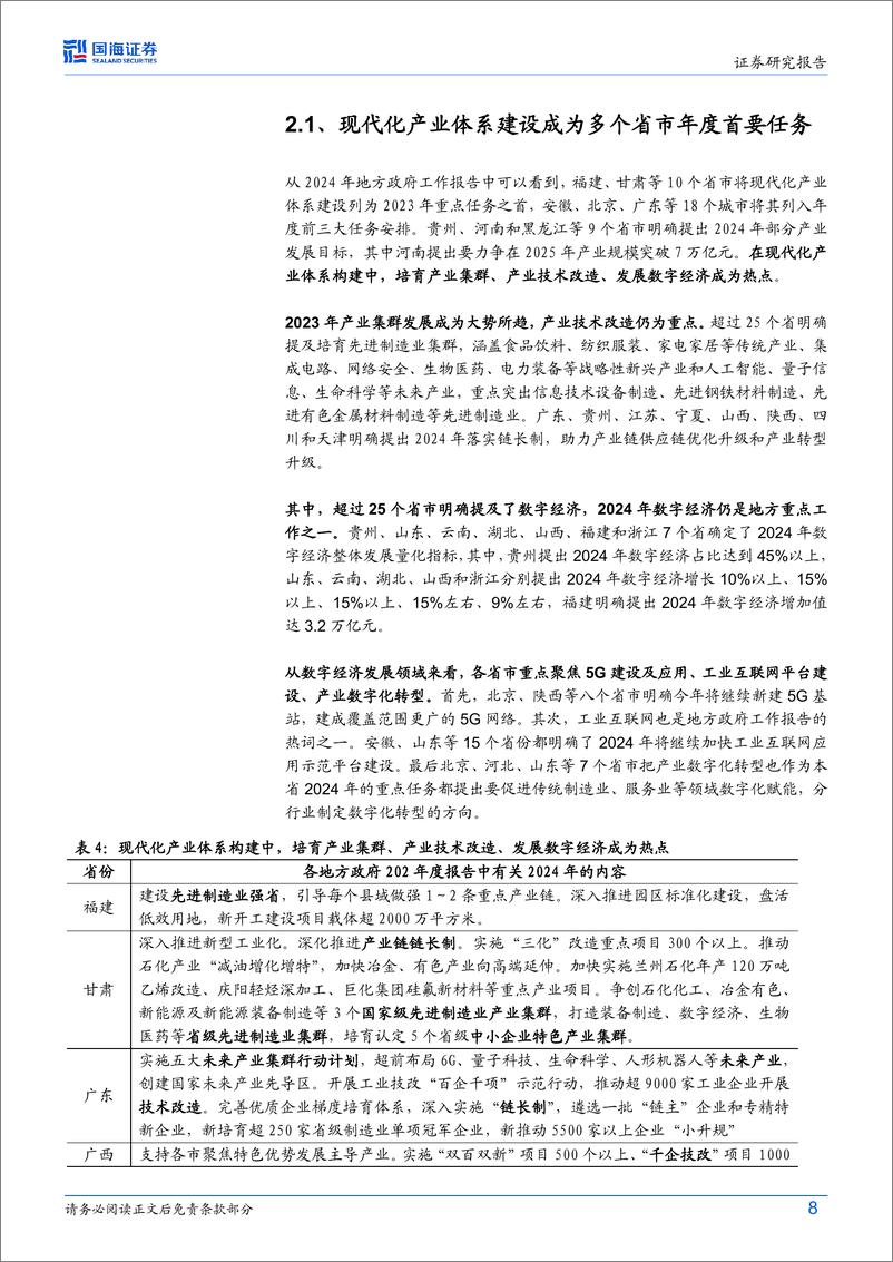 《2024年地方政府工作报告解读：2024年地方政府工作报告释放哪些信号？-240306-国海证券-24页》 - 第8页预览图