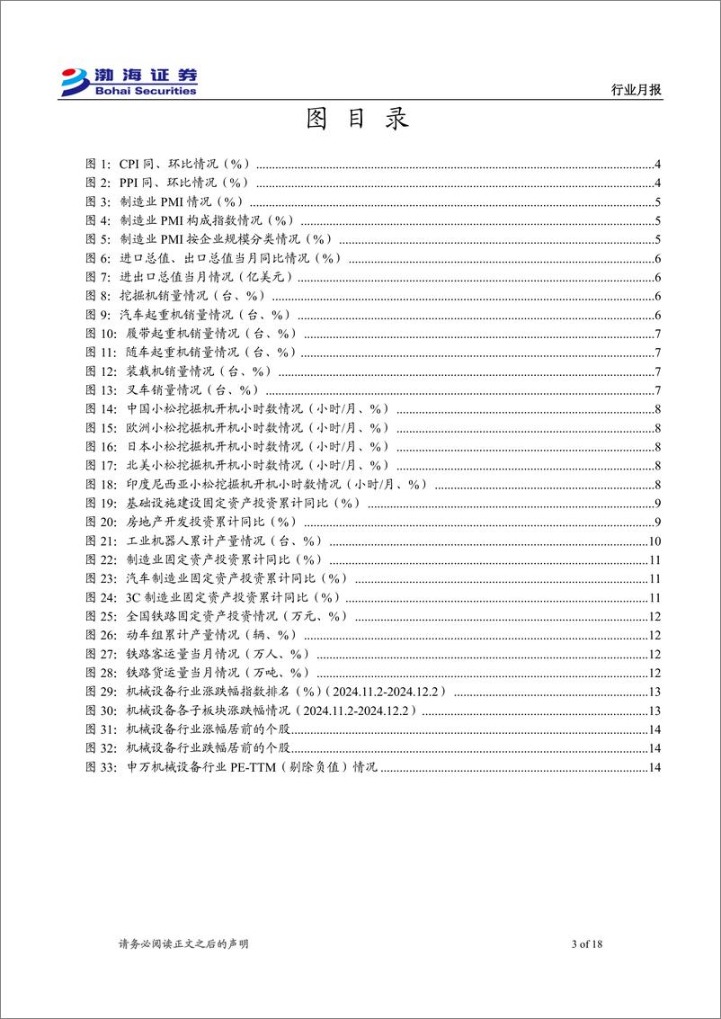 《机械设备行业12月月报：bauma＋CHINA＋2024成功举办，工程机械需求改善明显-241203-渤海证券-18页》 - 第3页预览图