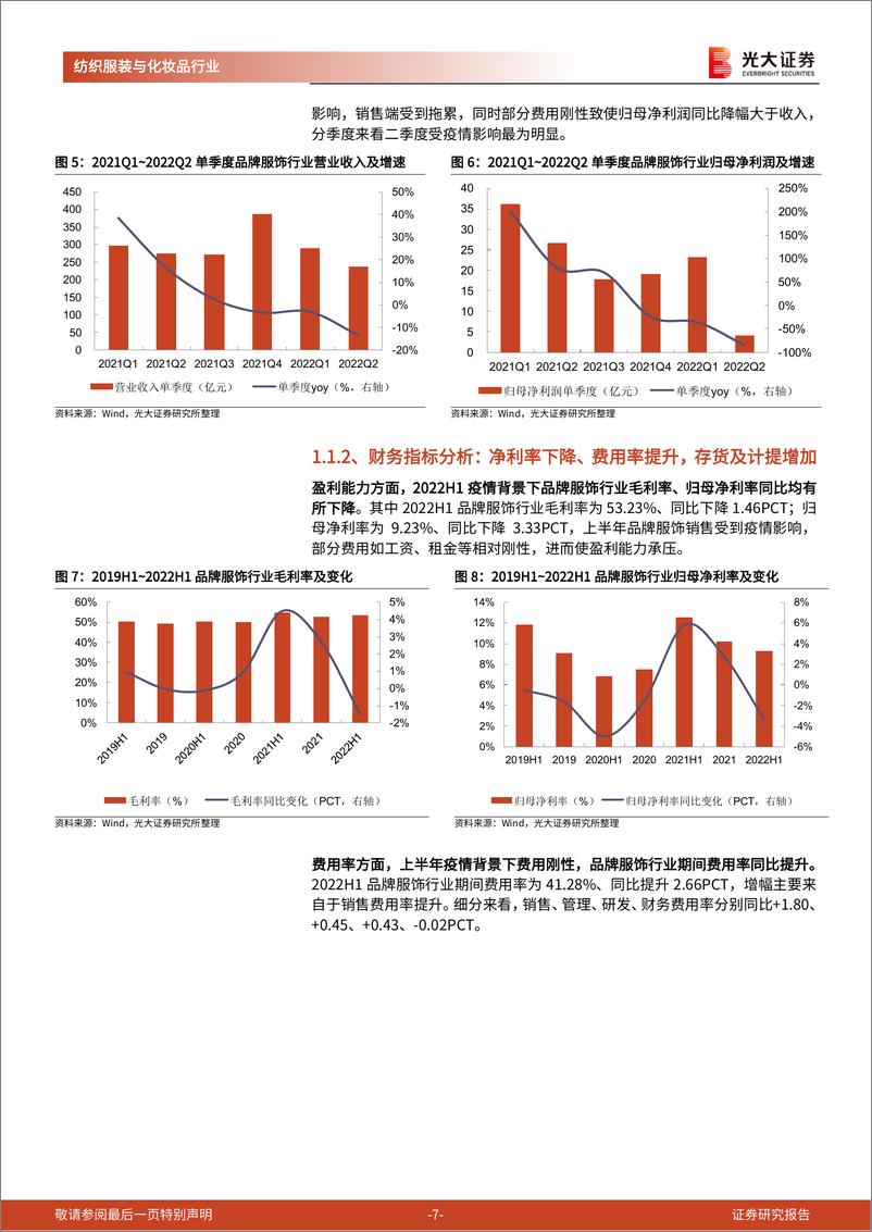 《纺织服装及化妆品行业2022年中报总结：疫情影响下业绩表现分化，头部企业彰显经营韧性-20220911-光大证券-24页》 - 第8页预览图