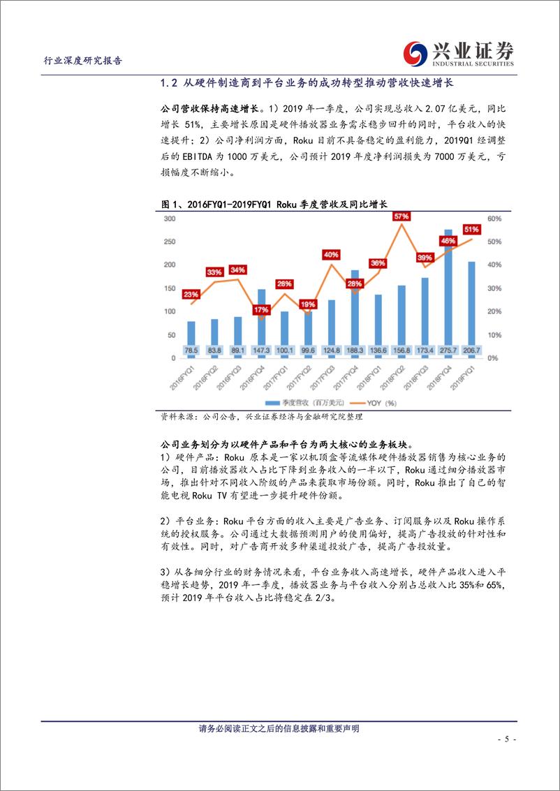 《传媒行业中美OTT行业对比之ROKU：硬件、软件与平台一体化，打造OTT龙头企业-20190709-兴业证券-31页》 - 第6页预览图