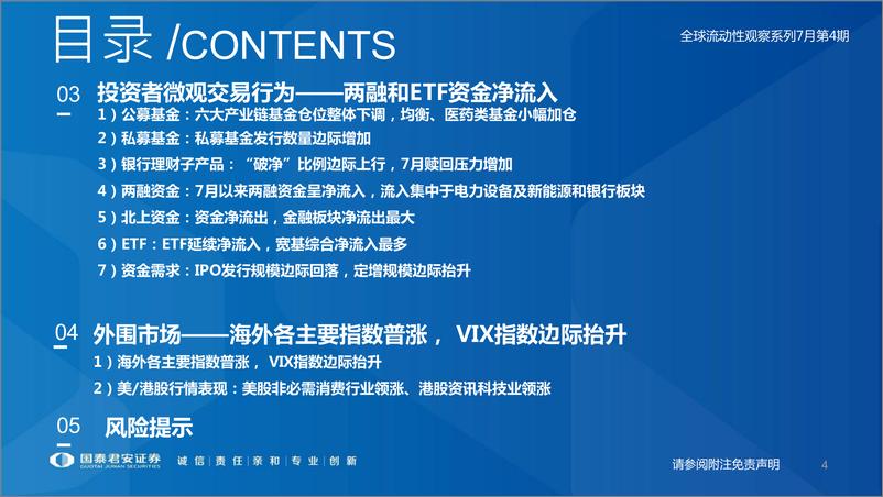 《全球流动性观察系列7月第4期：两融和ETF资金净流入-20220726-国泰君安-54页》 - 第5页预览图