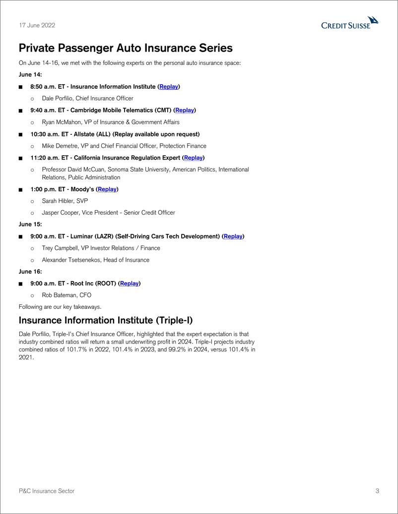 《瑞信-美股保险行业-私人乘用车保险：近期的损失成本压力，中期的改善；和长期的转型-2022.6.17-21页》 - 第4页预览图