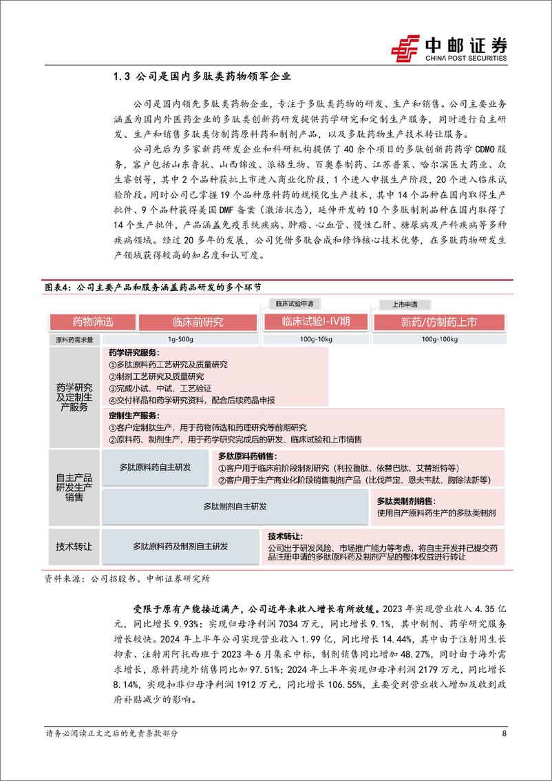 《圣诺生物(688117)深耕多肽二十余载，产能与订单有望进入加速爬坡阶段-240830-中邮证券-35页》 - 第8页预览图