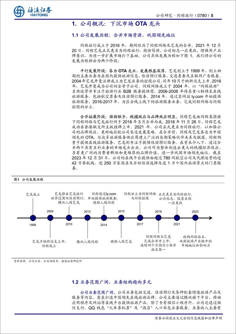 《同程旅行(0780.HK)公司深度报告：筑旅游生态，促价值提升-240903-海通证券-19页》 - 第5页预览图