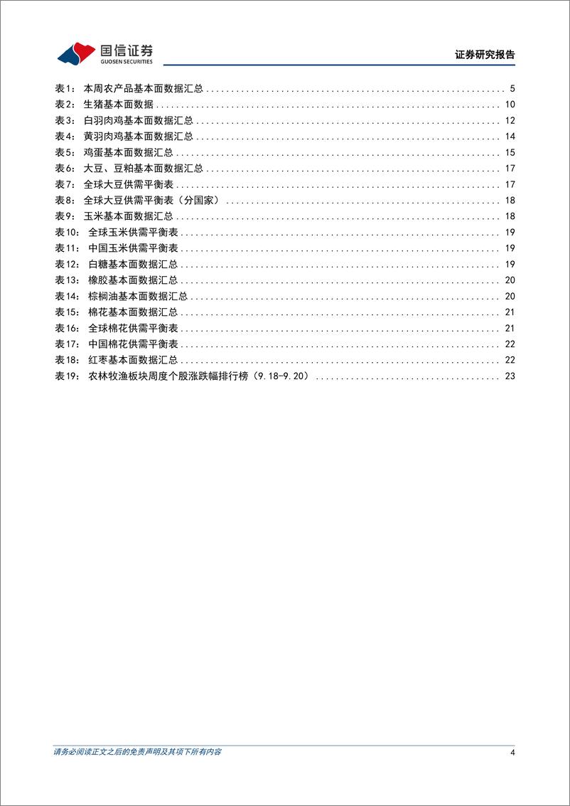 《农林牧渔行业农产品研究跟踪系列报告(127)：母猪产能维持低位，看好猪禽景气持续-240922-国信证券-26页》 - 第4页预览图