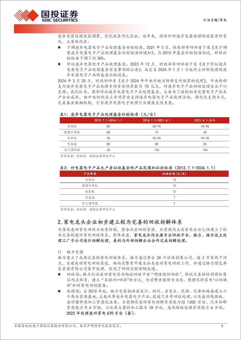 《家电行业专题：加大回收拆解资金支持，利好家电更新需求-240515-国投证券-15页》 - 第5页预览图