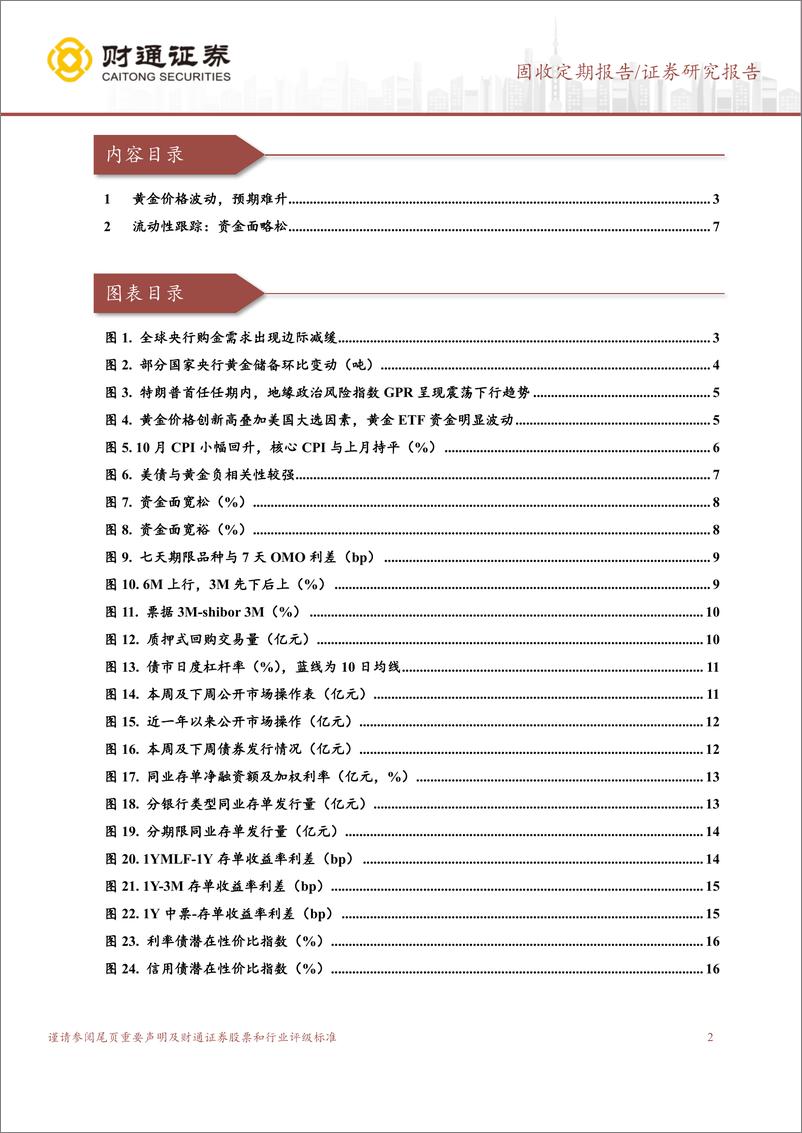 《资金面略松，黄金价格趋势性上涨行情或难出现-241124-财通证券-17页》 - 第2页预览图