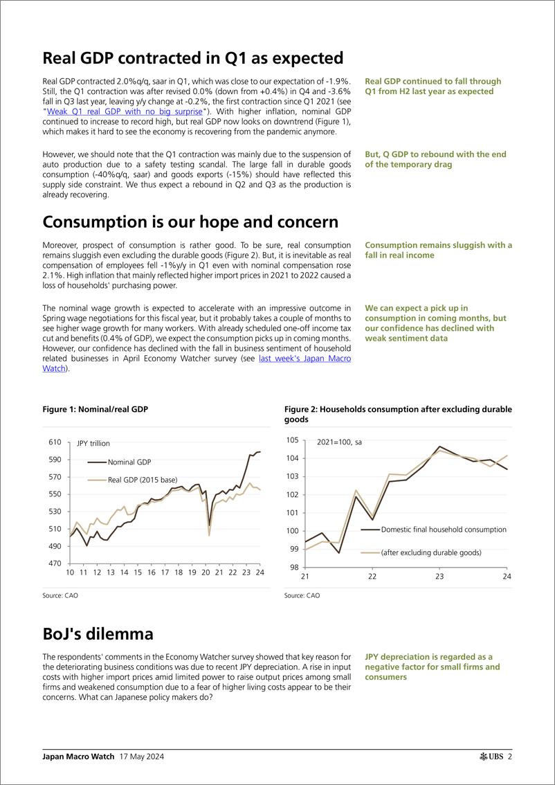 《UBS Economics-Japan Macro Watch _BoJs dilemma What is the best option_ ...-108273025》 - 第2页预览图