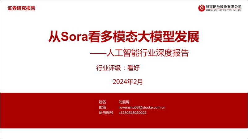 《202403月更新-从Sora看多模态大模型发展》 - 第1页预览图