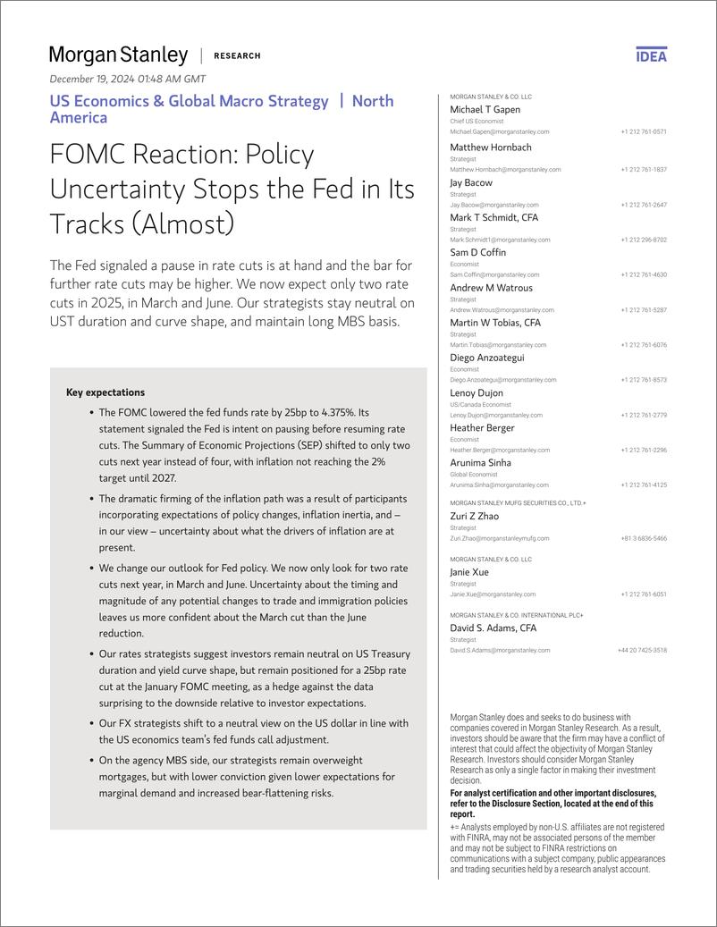 《Morgan Stanley Fixed-US Economics  Global Macro Strategy FOMC Reaction Policy ...-112282215》 - 第1页预览图