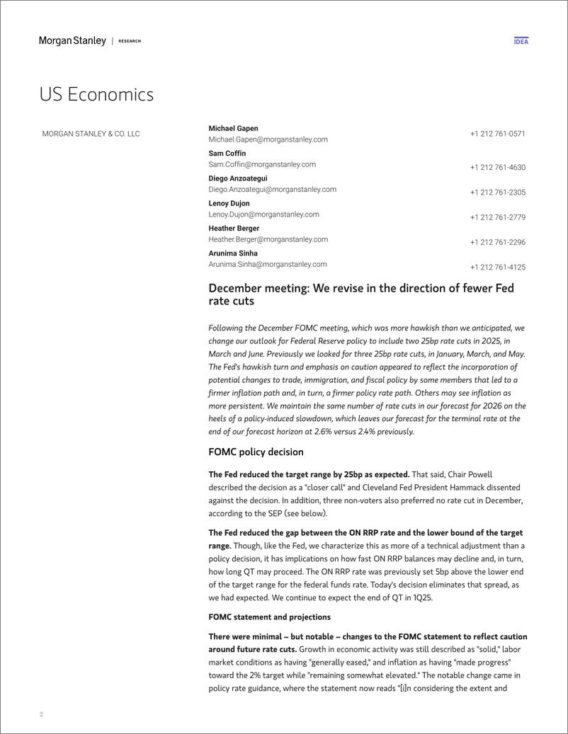 《Morgan Stanley Fixed-US Economics  Global Macro Strategy FOMC Reaction Policy ...-112282215》 - 第2页预览图