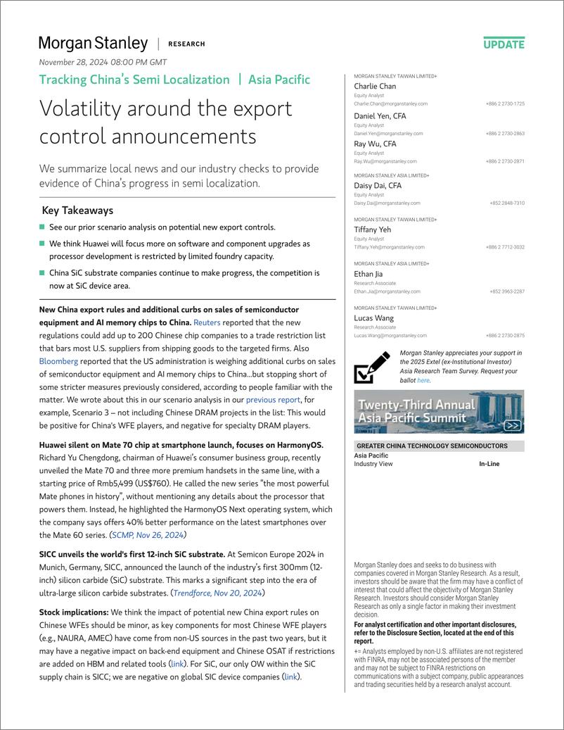 《Morgan Stanley-Tracking China’s Semi Localization Volatility around the ex...-111877443》 - 第1页预览图