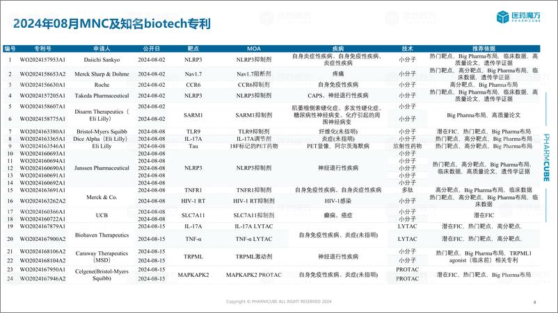 《医药魔方_2024年8月小分子前沿专利Highlight报告》 - 第4页预览图