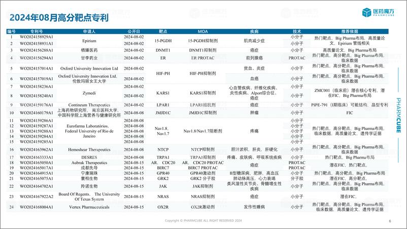 《医药魔方_2024年8月小分子前沿专利Highlight报告》 - 第6页预览图