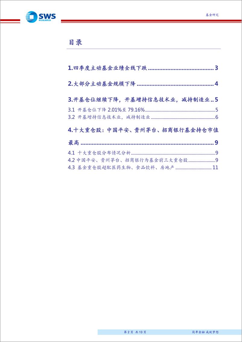 《2018年4季度主动股票基金季报分析：四季度基金业绩全线下跌，增持信息技术业、减持制造业-20190123-申万宏源-13页》 - 第3页预览图