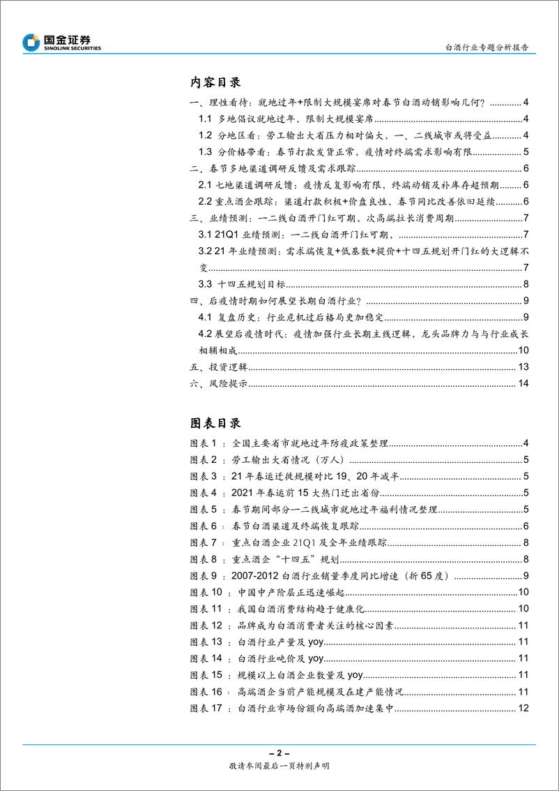 《白酒行业专题分析报告：不一样的春节，超预期的终端动销及补库存-20210217-国金证券-15页》 - 第2页预览图