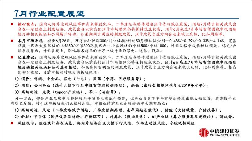 《行业比较月报2023年7月：关注中报和潜在政策刺激-20230628-中信建投-40页》 - 第3页预览图