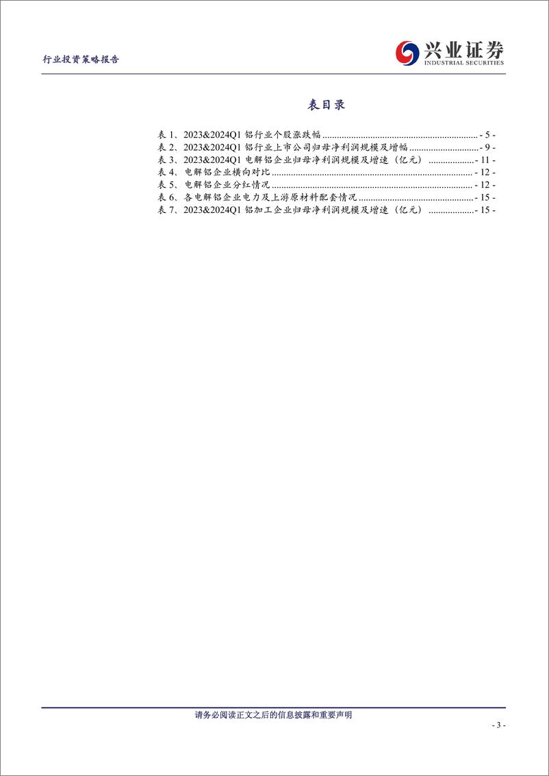 《铝行业2023年报及2024一季报总结及展望：趋势上行，持续关注电解铝估值修复机会-240514-兴业证券-19页》 - 第3页预览图