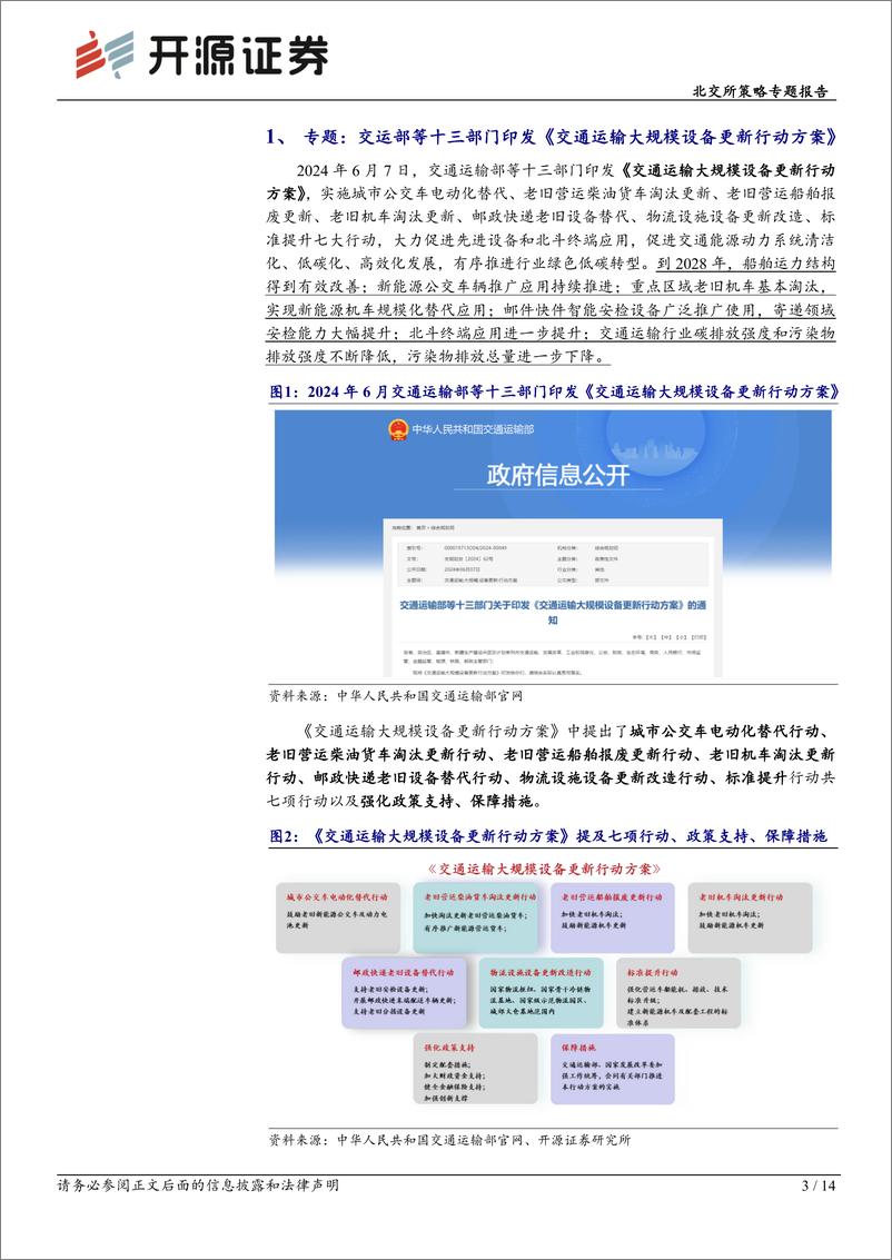 《北交所科技新产业跟踪第二十二期：交运部发布设备更新行动方案加速船舶、机车替换升级，北交所企业迎机遇-240616-开源证券-14页》 - 第3页预览图