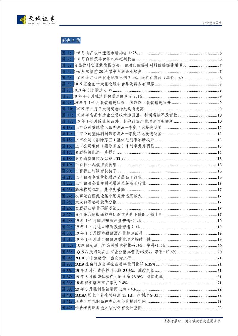 《食品饮料行业2019年半年度投资策略：坚守龙头对君饮，寻觅成长以出奇-20190702-长城证券-35页》 - 第5页预览图