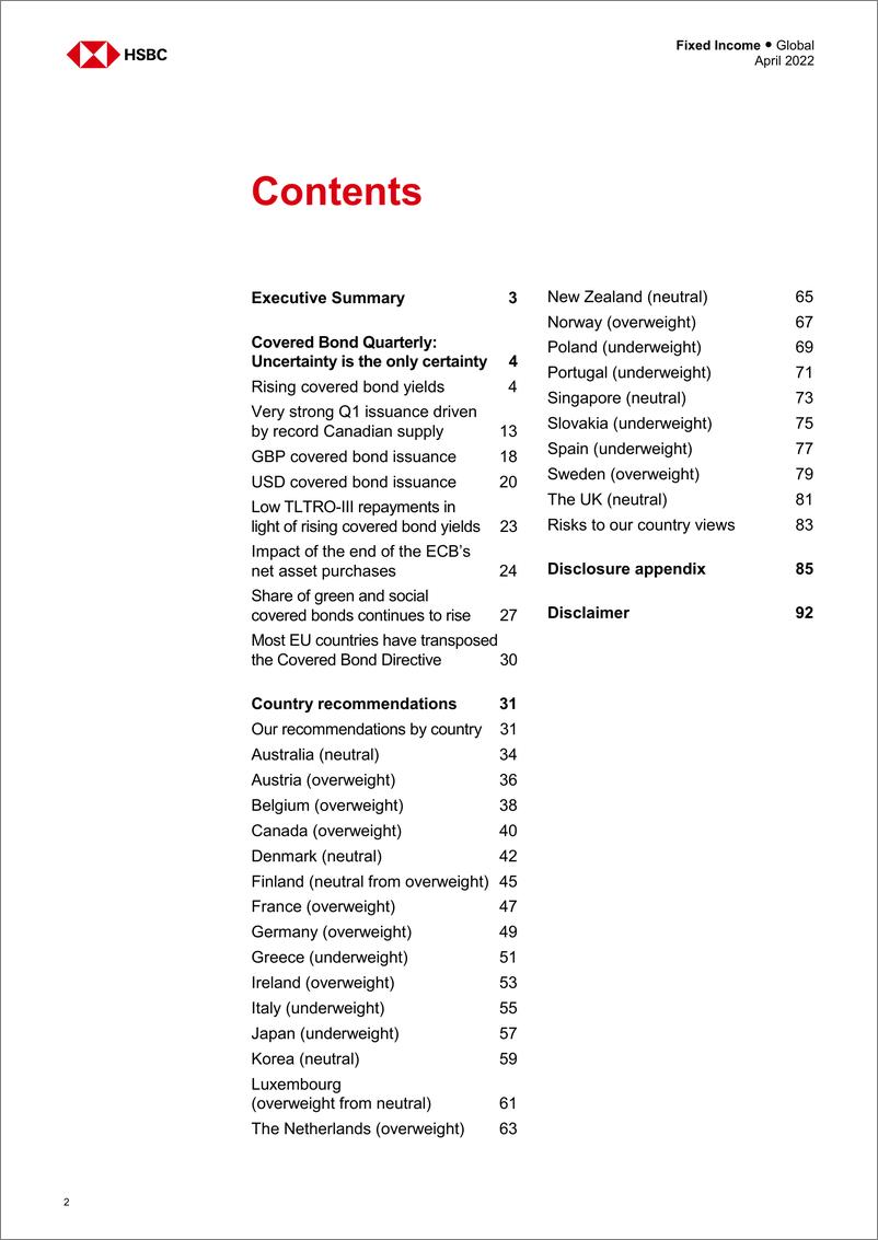 《HSBC-全球投资策略-担保债券季度：不确定性是唯一的确定性-2022.4-94页》 - 第4页预览图