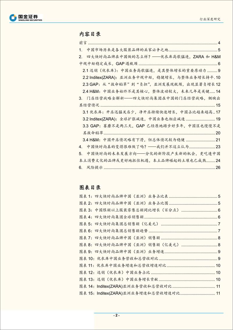 《纺织品和服装行业四大快时尚集团中国（亚洲）业务境况深度解析：优衣库的辉耀与GAP的黯灭，中国快时尚市场并非变难做，而是分化-20190624-国金证券-28页》 - 第3页预览图