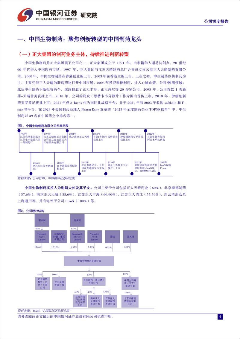 《中国生物制药(01177.HK)大药企龙头加速转型，创新业务步入收获期-240412-银河证券-44页》 - 第4页预览图